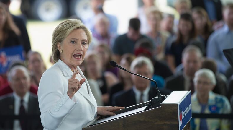 ANKENY, IA - AUGUST 26: Democratic presidential candidate and former U.S. Secretary of State Hillary Clinton speaks to guests gathered for a campaign event on the campus of Des Moines Area Community College on August 26, 2015 in Ankeny, Iowa. A recent poll has Clinton leading all other Democratic contenders in Iowa by about 30 percentage points. (Photo by Scott Olson/Getty Images)