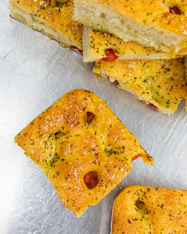 Rose Gates says her tomato-topped focaccia recipe makes an ideal sandwich bread. (Aaliyah Man for the AJC)