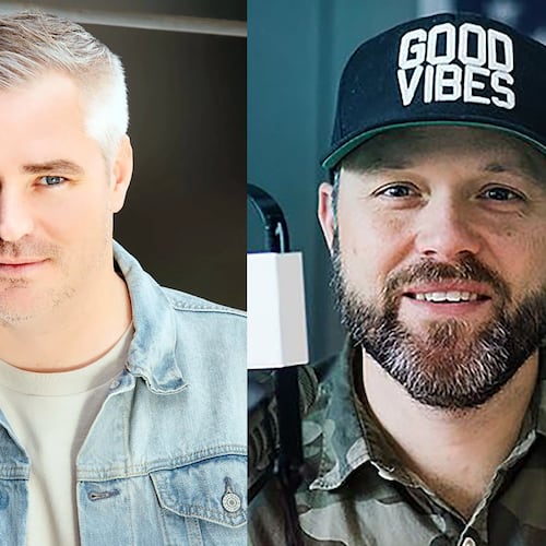 Jeremy "Otis" Maher (right), who lost his job last month at 94.9/The Bull and Power 105.3, and Brian Moote, who picked up an afternoon slot at Star 94, were morning show hosts at The Bull from 2022 to 2024. (Courtesy)