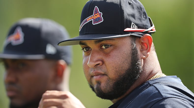 It’s been a rough spring for Braves rookie pitcher Luiz Gohara, who sprained an ankle Friday and was scratched from what would’ve been his first game Sunday. He had been out previously with a strained groin. (Curtis Compton/ccompton@ajc.com)