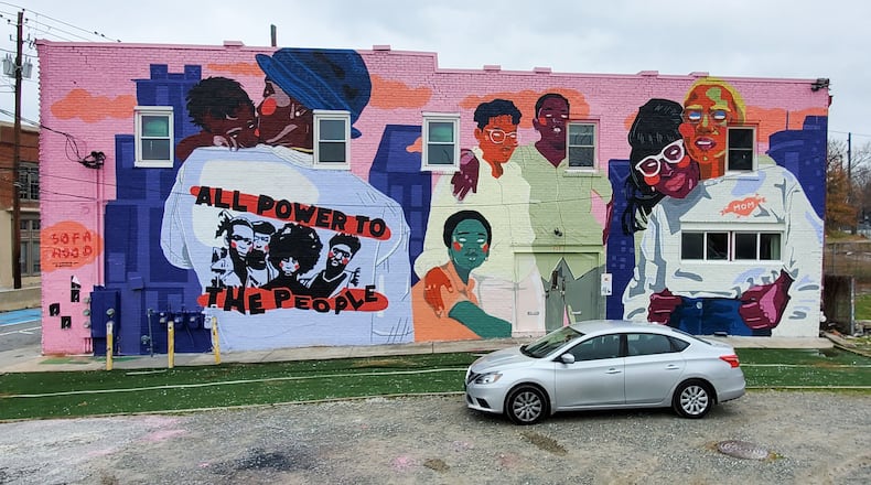 This mural by SOFAHOOD sponsored by Living Walls on Edgewood Avenue went up at the end of 2020. (Courtesy of Atlanta Street Art Map)