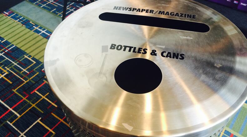 Airport recycling bin