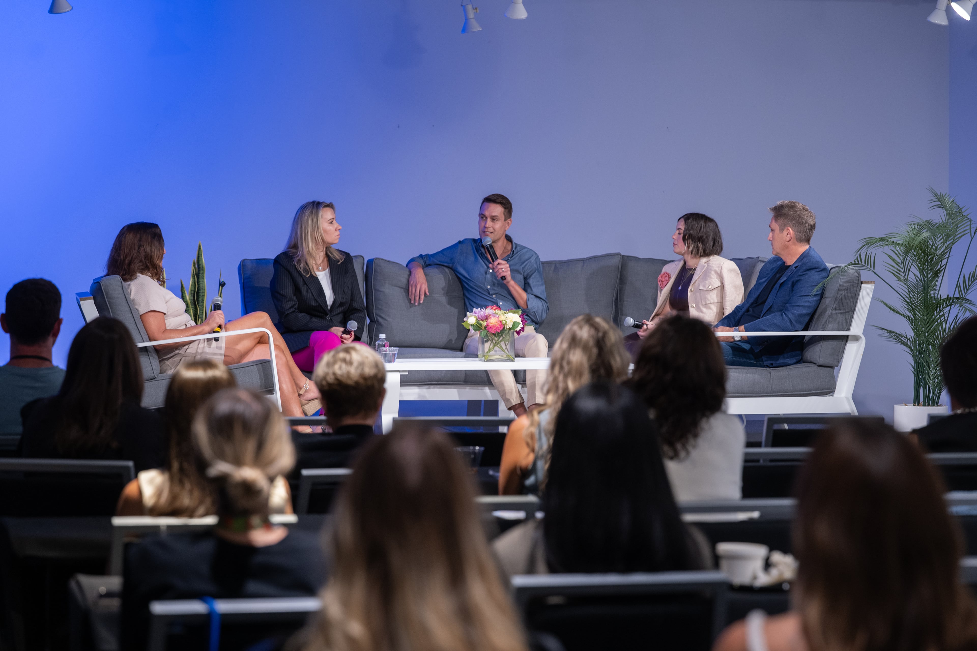 Designers and industry leaders discuss outdoor living trends during a panel at AmericasMart’s Fall Market in Atlanta last month. Daniel Keeley of DK Design (center) shared insights on how outdoor spaces are evolving to promote wellness and connection. (Courtesy of AndMore)