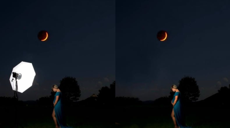 Lisa Cruikshank of Still Pearl Photography created a composite of her daughter-in-law and the Aug. 21 total solar eclipse for a magical maternity photoshoot in Murray County.