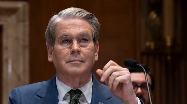 Treasury Secretary Scott Bessent testifies on his agency's proposed budget estimates for fiscal year 2027 at a Senate Appropriation subcommittee, at the Capitol in Washington, Wednesday, April 22, 2026. (AP Photo/J. Scott Applewhite)