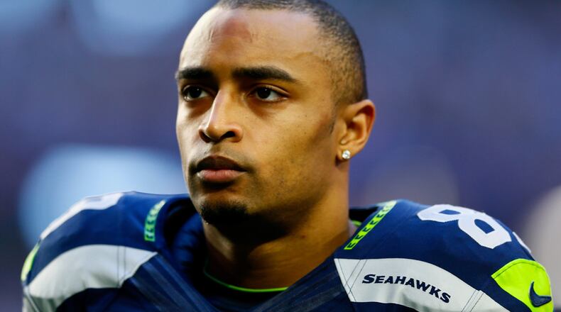 Doug Baldwin #89 of the Seattle Seahawks looks on prior to Super Bowl XLIX against the New England Patriots at University of Phoenix Stadium on February 1, 2015 in Glendale, Arizona.