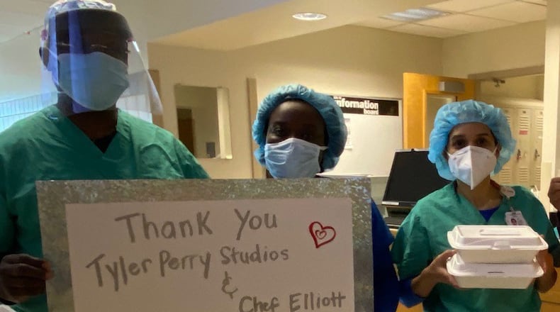Grady frontline staff were excited to receive gourmet meals, courtesy of Tyler Perry Studios.