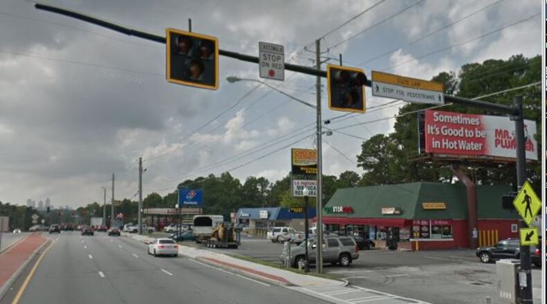The HAWK traffic signal near Northeast Plaza on Buford Highwy. Google Earth