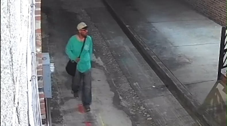 Security camera footage of man identified as a suspect in the May 24 killing of a homeless man in downtown Macon. (Bibb County Sheriff's Office.)