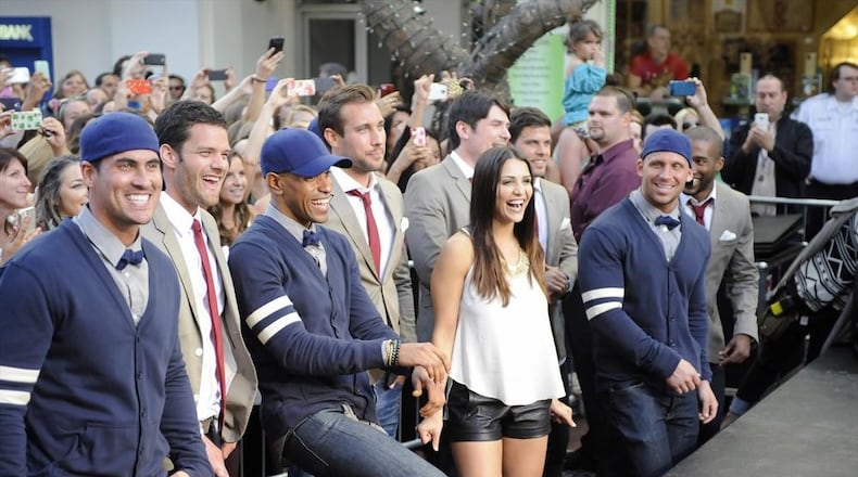 THE BACHELORETTE - "Episode 1003" - Twelve unsuspecting men get the thrill of their lives when they realize that they will be singing with the award-winning R&B group "Boyz II Men," harmonizing with them on one of their biggest hits, "I'll Make Love to You." The bachelors hit more than a few sour notes while rehearsing with the singers and then are left reeling when they are told they will be singing live on stage at one of the group's concerts. One guy has perfect pitch, but the others are trying to calm their nerves. A rose is still up for grabs at the group date after party and the men turn up the heat. Andi gets a first kiss from one man reaffirming their connection and sparks begin to fly with another passionate bachelor, on "The Bachelorette," SUNDAY, JUNE 1 (8:00-10:01 p.m., ET) on the ABC Television Network. (ABC/David Moir) JOSH M., ANDREW, RON, MARCUS, BRADLEY, ANDI DORFMAN, ERIC, CODY, MARQUEL THE BACHELORETTE - "Episode 1003" - Twelve unsuspecting men get the thrill of their lives when they realize that they will be singing with the award-winning R&B group "Boyz II Men," harmonizing with them on one of their biggest hits, "I'll Make Love to You." The bachelors hit more than a few sour notes while rehearsing with the singers and then are left reeling when they are told they will be singing live on stage at one of the group's concerts. One guy has perfect pitch, but the others are trying to calm their nerves. A rose is still up for grabs at the group date after party and the men turn up the heat. Andi gets a first kiss from one man reaffirming their connection and sparks begin to fly with another passionate bachelor, on "The Bachelorette," SUNDAY, JUNE 1 (8:00-10:01 p.m., ET) on the ABC Television Network. (ABC/David Moir) JOSH M., ANDREW, RON, MARCUS, BRADLEY, ANDI DORFMAN, ERIC, CODY, MARQUEL