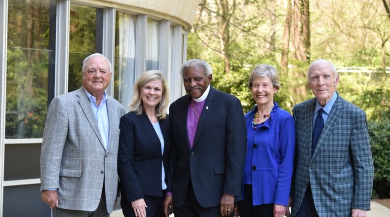 Heroes, Saints & Legends 2021 honoree Phil Jacobs, from left, Wesley Woods President Diane Vaughan, honoree Bishop Woodie White, event chair Lillian Budd Darden and honoree Dr. Allen Ecker. Photo: Courtesy of Wesley Woods Foundation