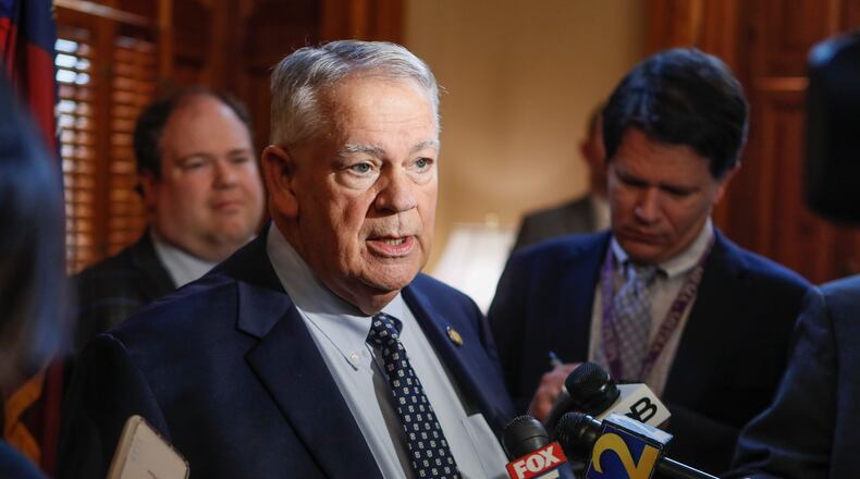 February 5, 2020 - Atlanta -  House Speaker David Ralston holds a press conference after today's session where the house voted to adjourn until February 18th to allow time to work on the budget.  The House was in session this morning as the Georgia 2020 General Assembly continued for it's twelfth legislative day.     Bob Andres / bandres@ajc.com