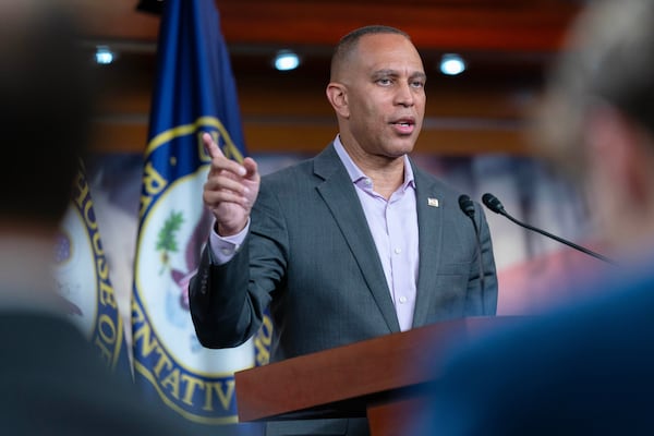 House Minority Leader Hakeem Jeffries, D-N.Y., speaks during a news conference in Washington in July. (Jose Luis Magana/AP)