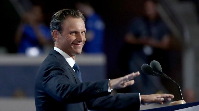 PHILADELPHIA, PA - JULY 26: Actor Tony Goldwyn delivers remarks on the second day of the Democratic National Convention at the Wells Fargo Center, July 26, 2016 in Philadelphia, Pennsylvania. Democratic presidential candidate Hillary Clinton received the number of votes needed to secure the party's nomination. An estimated 50,000 people are expected in Philadelphia, including hundreds of protesters and members of the media. The four-day Democratic National Convention kicked off July 25. (Photo by Jessica Kourkounis/Getty Images)
