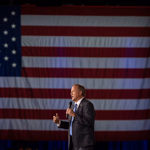 Texas Attorney General Ken Paxton speaks at the Ronald Reagan dinner during the Conservative Political Action Conference (CPAC) in Dallas, Friday, March 27, 2026. (AP Photo/Gabriela Passos)