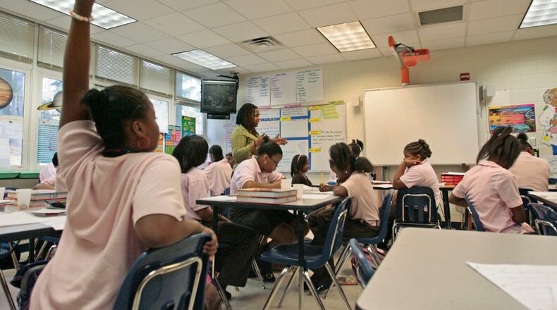 Coretta Scott King Young Women's Leadership Academy made history as the first all-girls middle and high school in Georgia to receive STEM certification from its national accrediting agency. Bob Andres, bandres@ajc.com