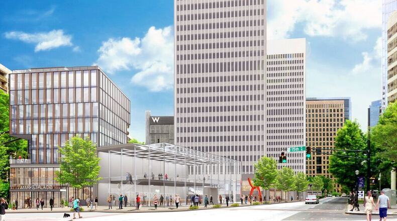 A rendering of planned renovations at Colony Square in Midtown.