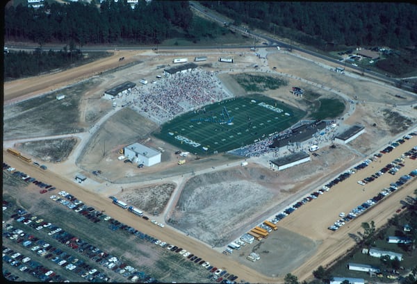 Paulson Stadium on opening day in 1984. The stadium has been expanded twice since and now seats 25,000 spectators. (Photo courtesy of Georgia Southern University)