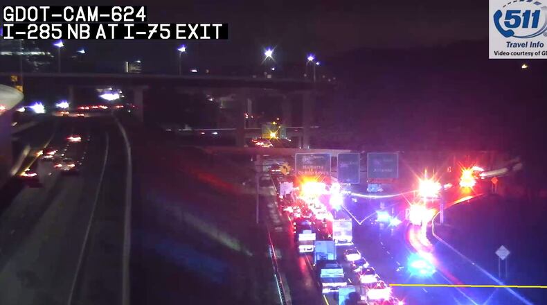 The driver of a Hyundai was killed early Friday in a collision on the ramp from I-285 East to I-75 South, Cobb police said.