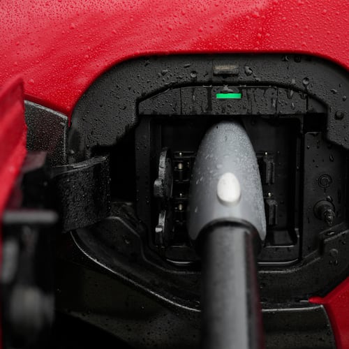 An electric vehicle charges at a station Wednesday, March 11, 2026, in Lincolnwood, Ill. (Erin Hooley/AP)