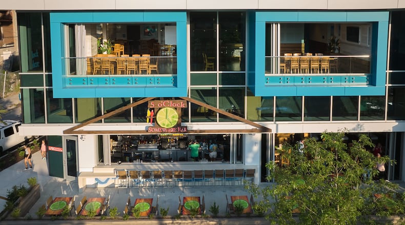 The exterior of the Margaritaville Restaurant in downtown Atlanta.