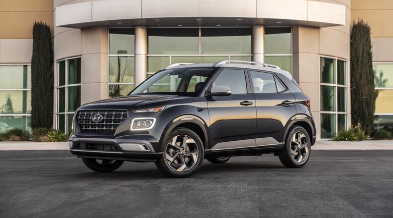 This photo provided by Hyundai shows the 2026 Venue. A subcompact SUV, the Venue is a bit of a "no-frills" vehicle, but it's affordable and works well for daily transportation. (Courtesy of Hyundai Motor America via AP)