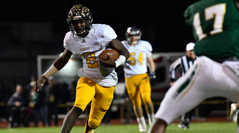 Troup QB Kobe Hudson (2) rushes against Blessed Trinity during the 2018 Class AAAA semifinals. (John Amis/Special)