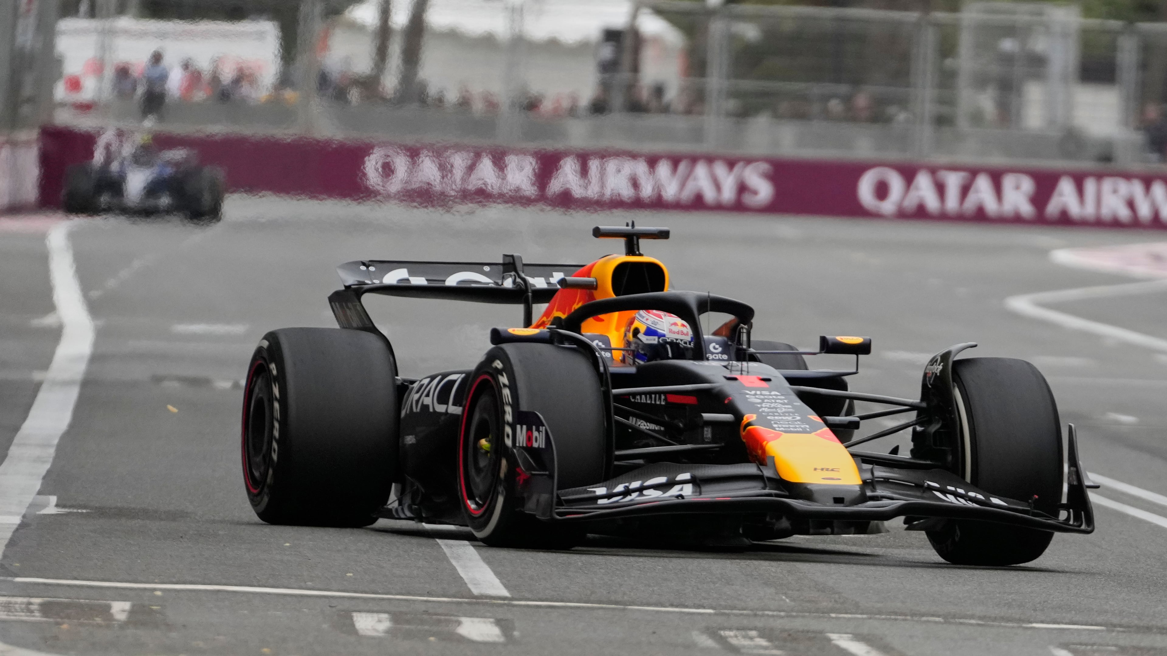 Red Bull driver Max Verstappen of the Netherlands in action during the Azerbaijan Formula One Grand Prix in Baku, Azerbaijan, Sunday, Sept. 21, 2025. (AP Photo/Darko Bandic)