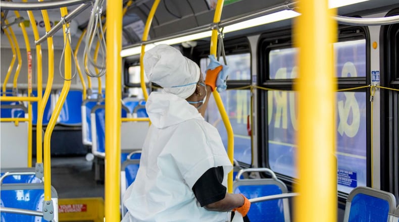 MARTA and other transit agencies are taking precautions – from social distancing on buses to deep cleaning of transit vehicles and stations – to keep customers and employees safe amid the coronavirus pandemic. (MARTA PHOTO)
