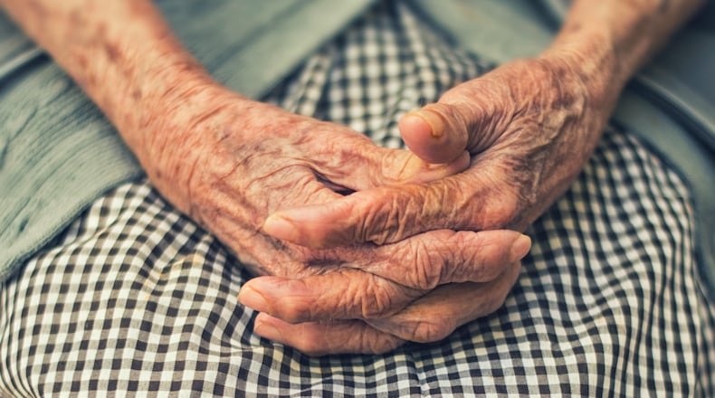A Georgia assisted living facility set up a “hugging booth” erected outside the building Wednesday, Aug. 26.