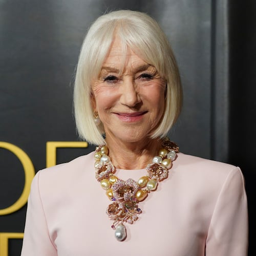FILE - Helen Mirren arrives at the Golden Globes Golden Eve on Tuesday, Jan. 6, 2026, at The Beverly Hilton Hotel, in Beverly Hills, Calif. (Photo by Jordan Strauss/Invision/AP)