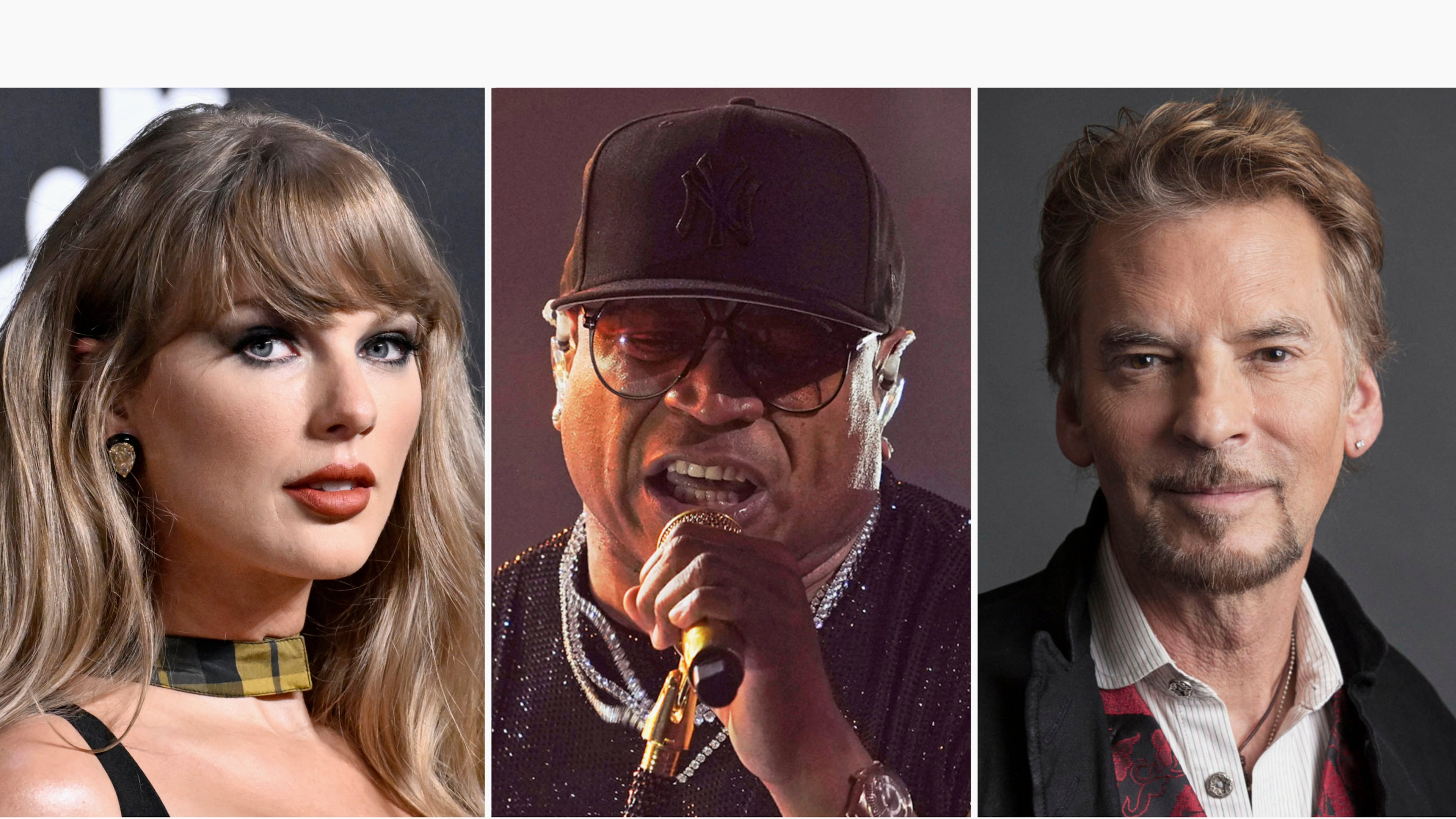 This combination of images shows Taylor Swift, from left, LL Cool J, and Kenny Loggins. (AP Photo)