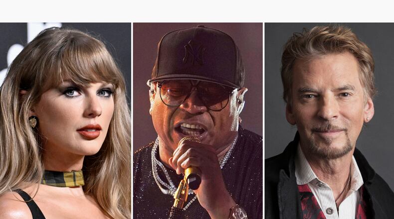 This combination of images shows Taylor Swift, from left, LL Cool J, and Kenny Loggins. (AP Photo)