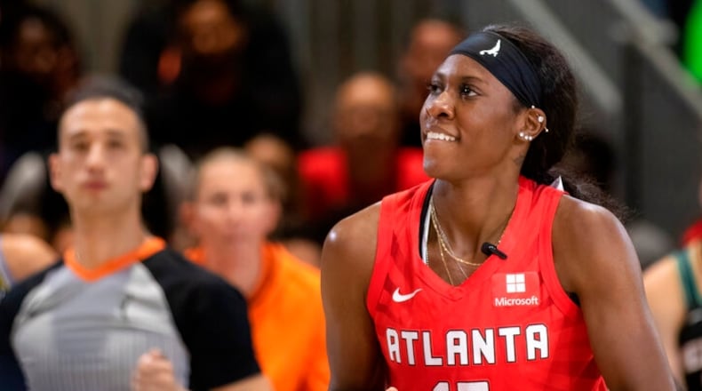 Rhyne Howard – the No. 1 pick in this year’s draft – led Atlanta (12-16) with 23 points, but the Dream lost 82-72 against the host Storm on Sunday. (Photo by /Sipa USA)(Sipa via AP Images)