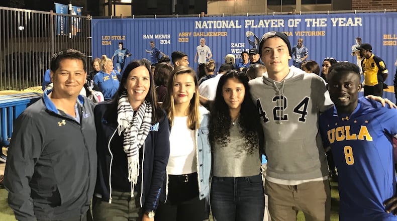 Atlanta United draftee Anderson Asiedu (right) poses with his American family (from left to right), Todd Leong, Grace Leong, Erin Leong, Matthew Leong and Sarah Leong. (Photo courtesy of the Leongs)
