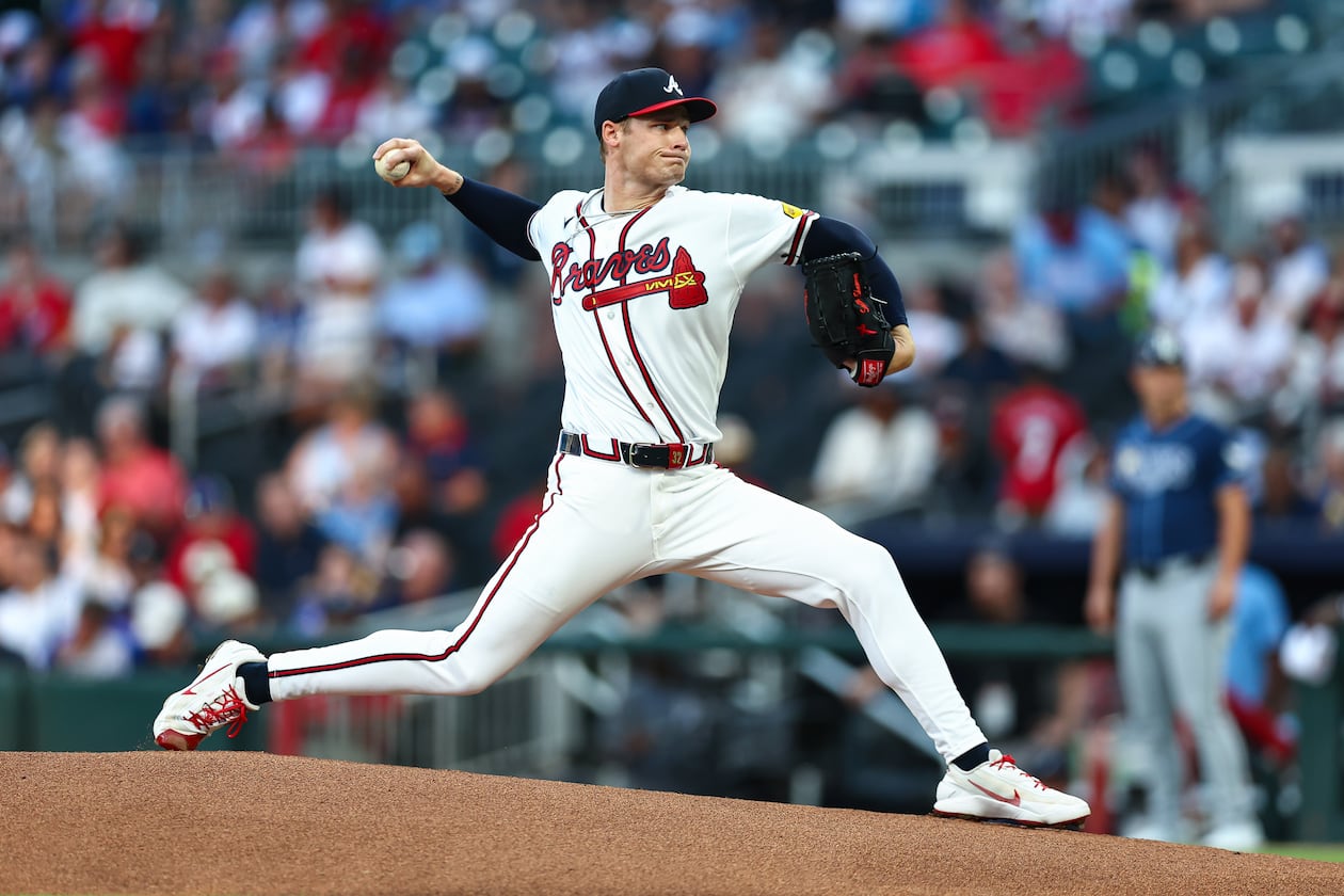 Atlanta Braves pitcher AJ Smith-Shawver delivers in the first inning of a baseball game against the Tampa Bay Rays, Tuesday, Sept. 8, 2026, in Atlanta. (AP Photo/Colin Hubbard)