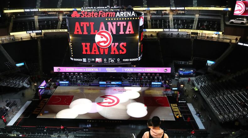 012721 Atlanta: An Atlanta Hawks fan arrives for the game against the Brooklyn Nets in an NBA basketball game on Wednesday, Jan. 27, 2021, in Atlanta.    Curtis Compton / Curtis.Compton@ajc.com”