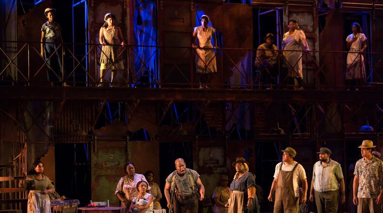 Musa Ngqungwana, center, as Porgy in the Glimmerglass production of “Porgy and Bess.” Contributed by Karli Cadel