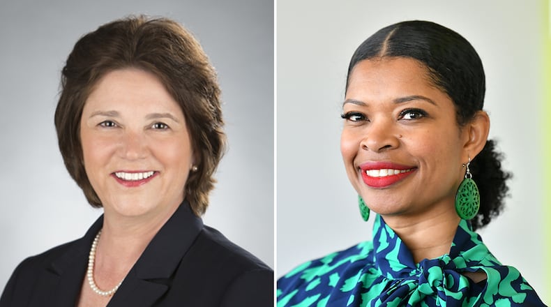 Grace Covington Fricks (left) will step down as president and CEO of Georgia-based CDFI Access to Capital for Entrepreneurs in December. Martina Edwards (right), the organization's current chief of strategic partnerships, will become its new leader in January 2025. (Contributed; Hyosub Shin/AJC)