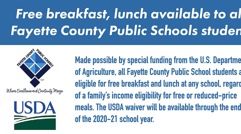 Free breakfast and lunch meals are available to all Fayette students who attend either in person or virtually. Courtesy FCBOE