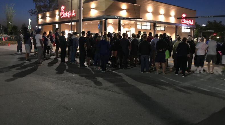 Chick-fil-A first 100 event kicks off in Cobb County at the drive thru only location just a half-mile from the new Braves stadium.