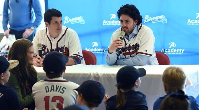 All the young dudes: Matt Wisler and Dansby Swanson. (Hyosub Shin/AJC)
