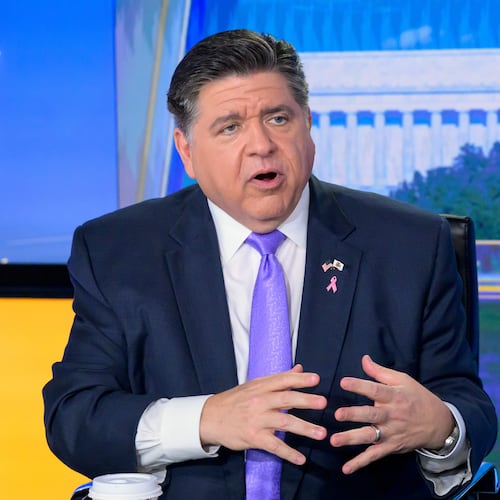 FILE - Illinois Gov. JB Pritzker speaks during a taping of FOX News Channel's Special Report with Bret Baier at the Washington bureau of FOX News, Oct. 23, 2025, in Washington. (AP Photo/Rod Lamkey, Jr., File)