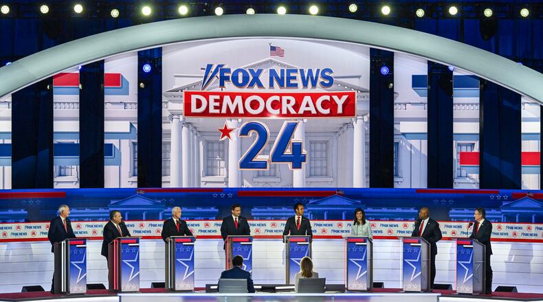 The seven candidates who will participate in Wednesday's GOP presidential candidates debate in Simi Valley, California, will be looking for opportunities to draw attention to their bids to challenge former President Donald Trump for the party's nomination in 2024. Trump is skipping the event to court striking autoworkers in Michigan. (Kenny Holston/The New York Times)