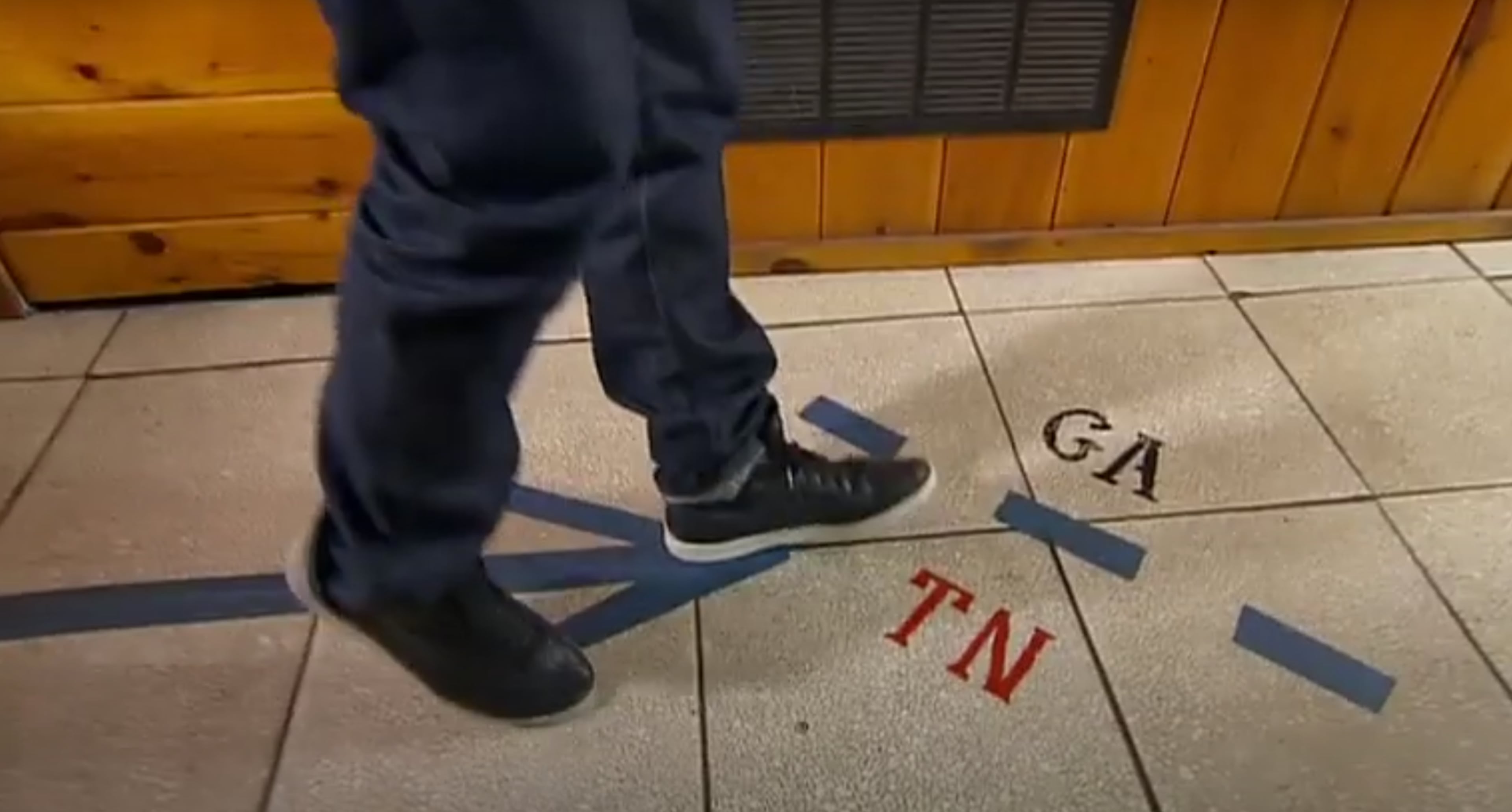 Brian Unger hosted a 2011-2012 History series "How the States Got their Shapes," where he straddled Tennessee and Georgia at Patrick's Pub & Grill where the bar portion is in Copperhill, Tennessee, and the bathroom is in McCaysville, Georgia. (History Channel screenshot)
