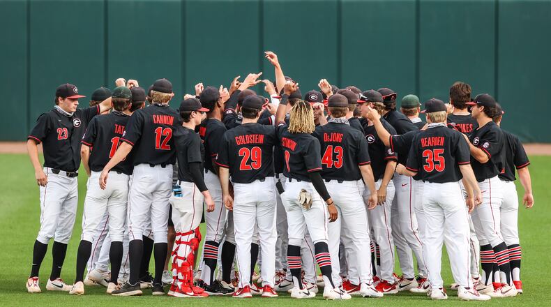 The Georgia Bulldogs won their third straight and sixth game in the last eight with an 8-7 win over Clemson Tuesday night at Foley Field. (Photo by Tony Walsh/UGA Athletics)