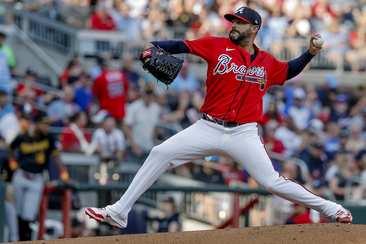 Pitcher Martín Pérez, shown here delivering to a Pirates batter earlier this month, has excelled in several different roles for the Braves. (Erik S. Lesser/AP)