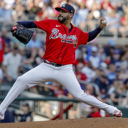 Pitcher Martín Pérez, shown here delivering to a Pirates batter earlier this month, has excelled in several different roles for the Braves. (Erik S. Lesser/AP)