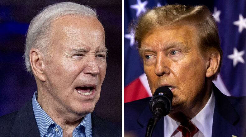 President Joe Biden, left, and former President Donald Trump were both in position Tuesday to clinch their parties' nominations.