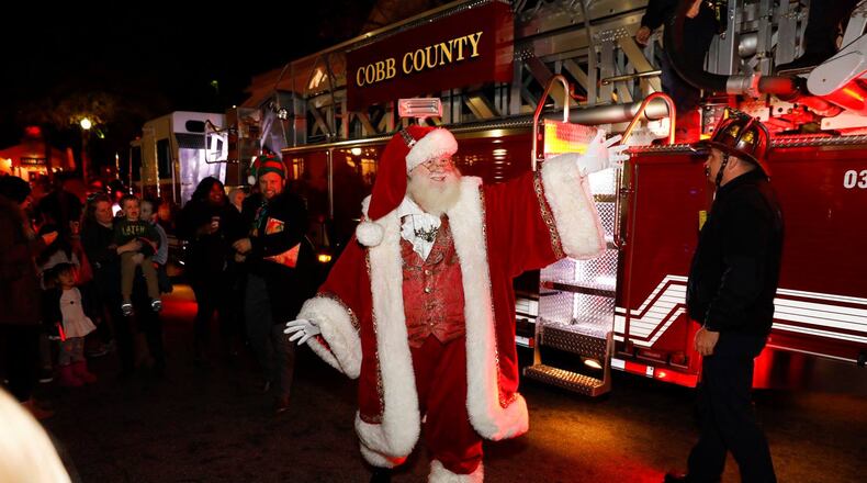 With help from the Cobb County Fire Department, Santa last arrived in 2019 for the Christmas celebration at Vinings Jubilee.